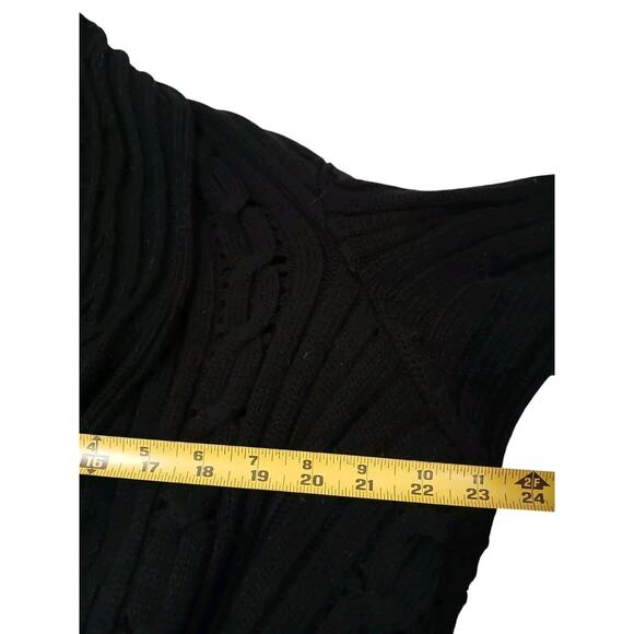 SHRUG Bolero Cable Knit Cardigan Size M BLACK Hi Lo Lagenlook Relaxed Bohemian - Picture 13 of 16